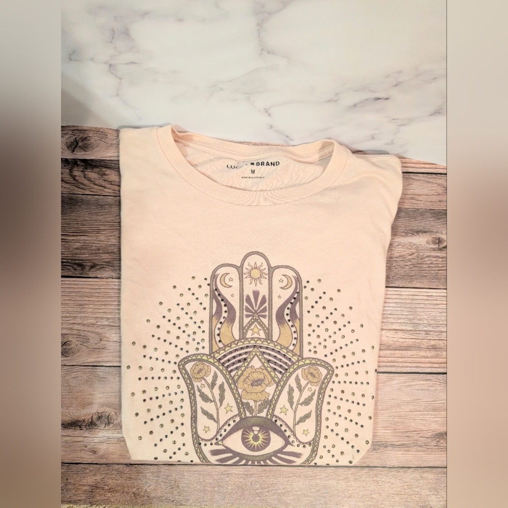 Lucky Brand Studded hamsa Hand Tee